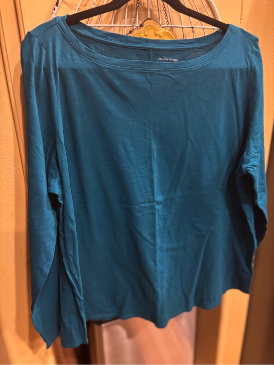 Eileen Fisher Tops - Eileen Fisher Teal Boat-Neck Long-Sleeve Tee